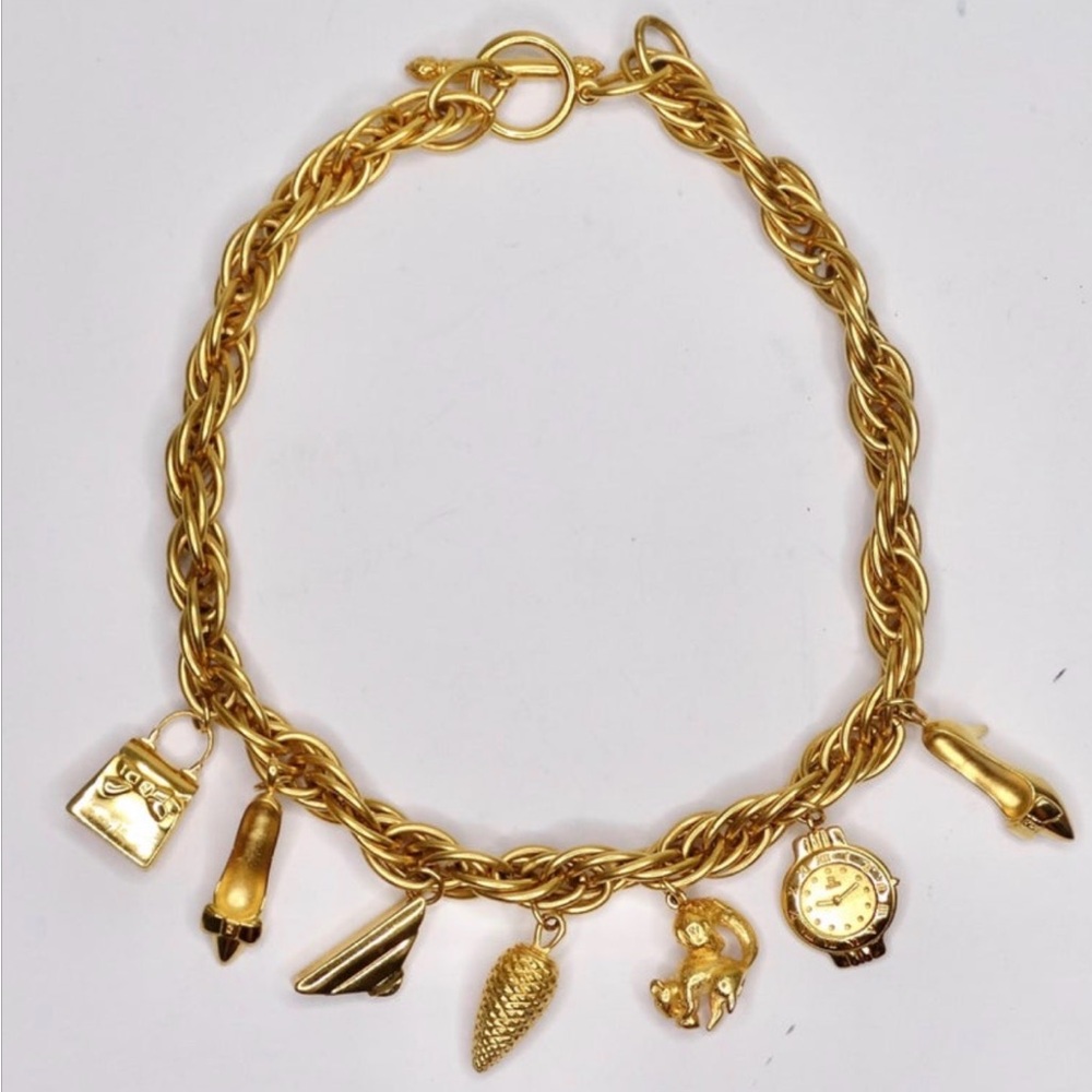 Fendi Vintage Gold Plated Charm Necklace